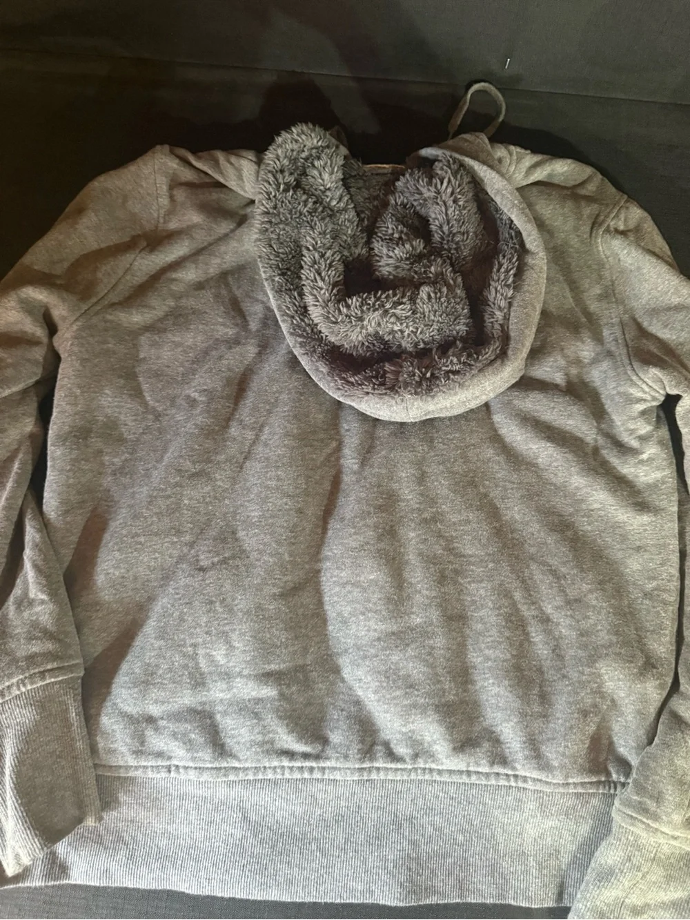 Roxy Heather Gray Teddy Hooded Double-Breasted Jacket